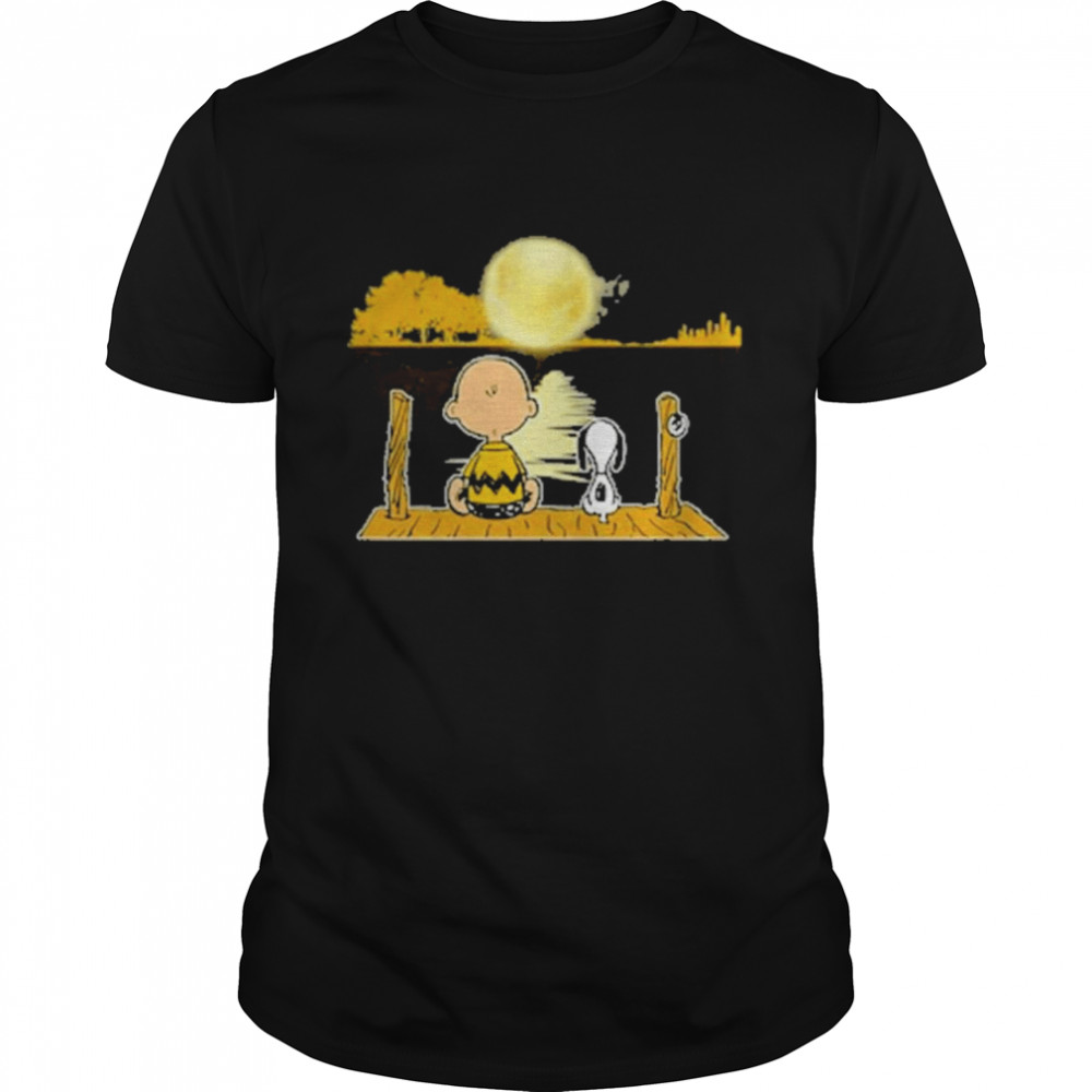 Snoopy and Charlie Brown Moon Guitar Water Reflection shirt Classic Men's T-shirt