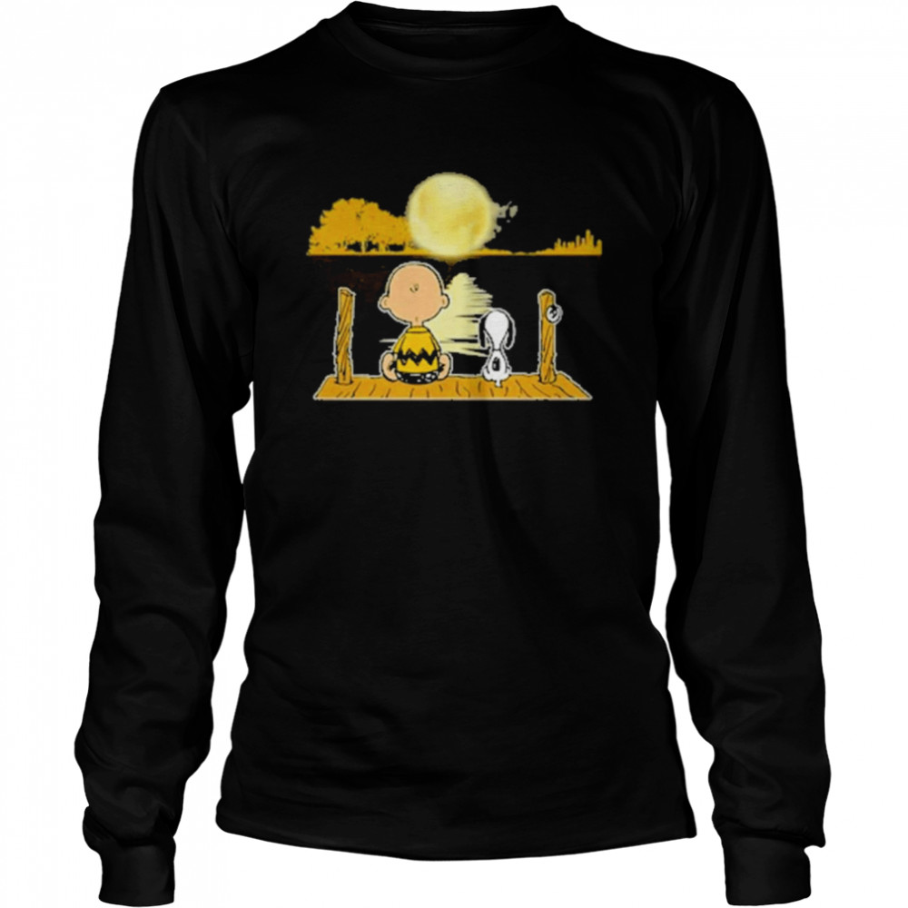 Snoopy and Charlie Brown Moon Guitar Water Reflection shirt Long Sleeved T-shirt