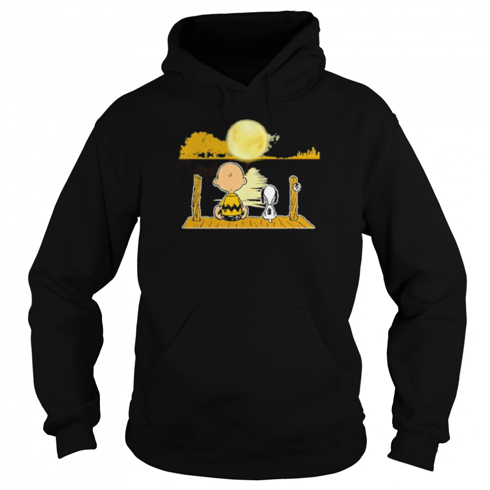 Snoopy and Charlie Brown Moon Guitar Water Reflection shirt Unisex Hoodie