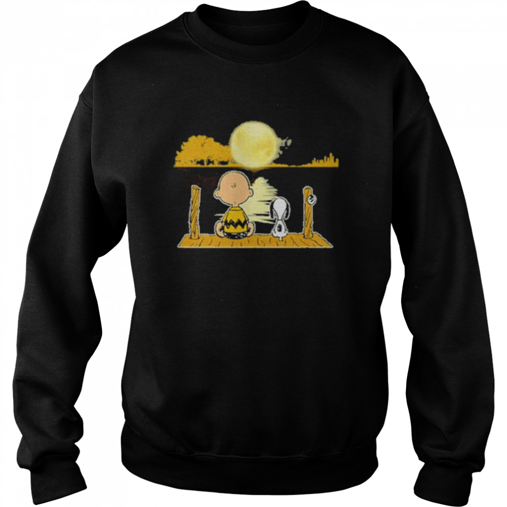 Snoopy and Charlie Brown Moon Guitar Water Reflection shirt Unisex Sweatshirt