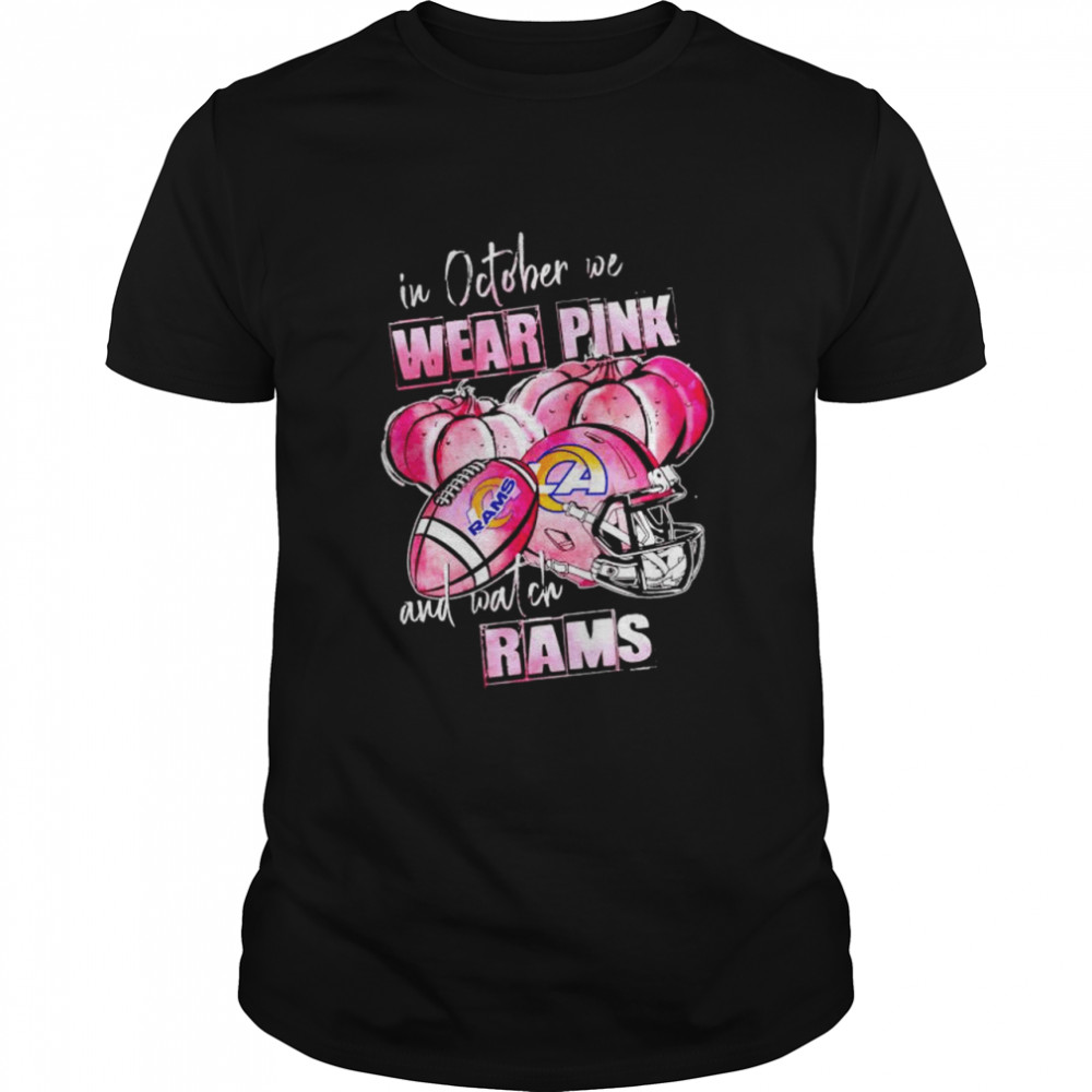 In october we wear pink and watch Rams Breast Cancer Halloween shirt Classic Men's T-shirt