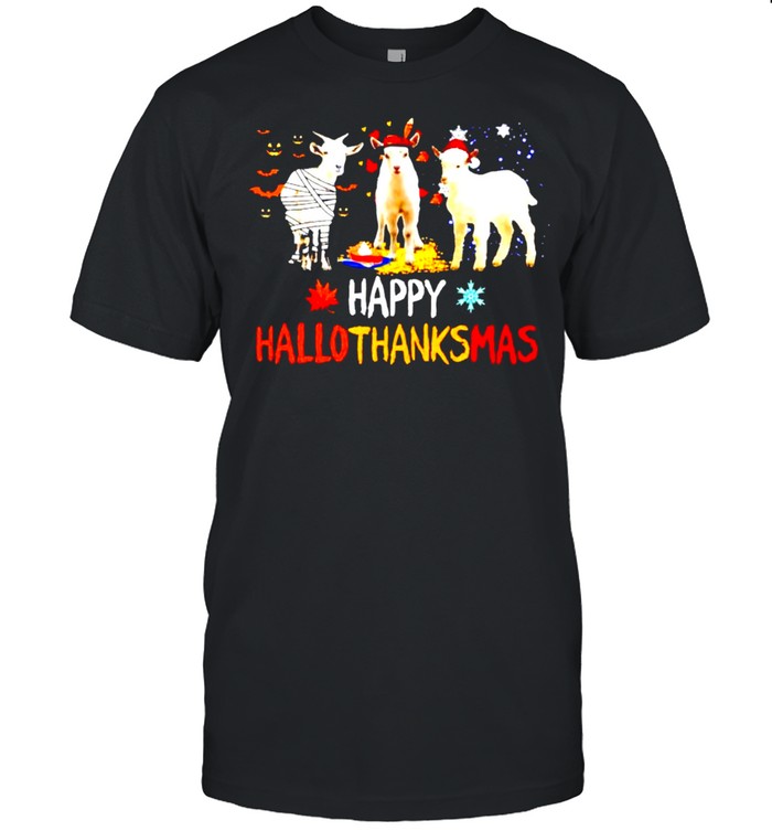 Goats happy Hallothanksmas Halloween Thanksgiving Christmas shirt Classic Men's T-shirt