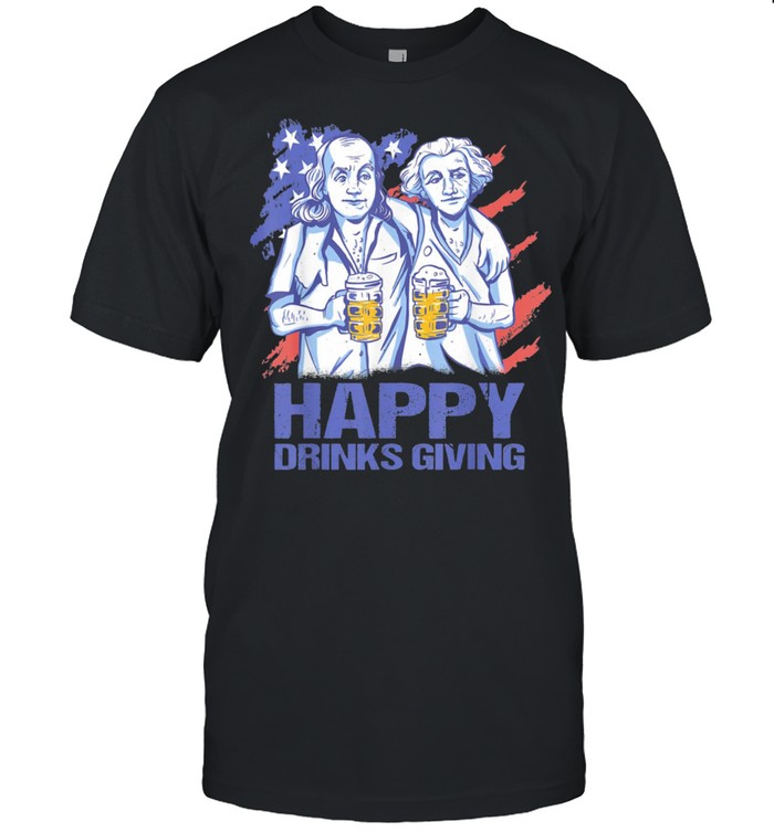 Happy Drinks Giving Thanksgiving Party Patriotic US Flag shirt Classic Men's T-shirt