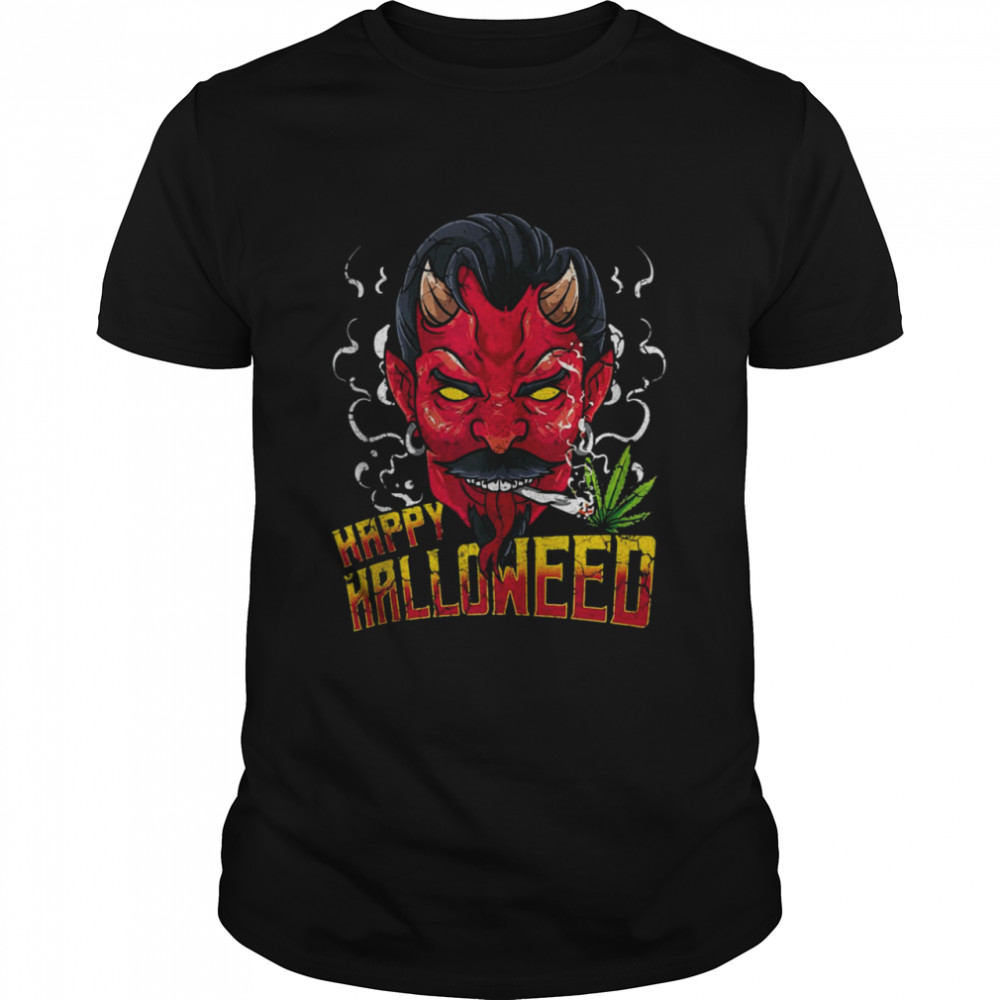 Happy Halloweed Marijuana Devil Cannabis Weed Halloween 420 T-shirt Classic Men's T-shirt