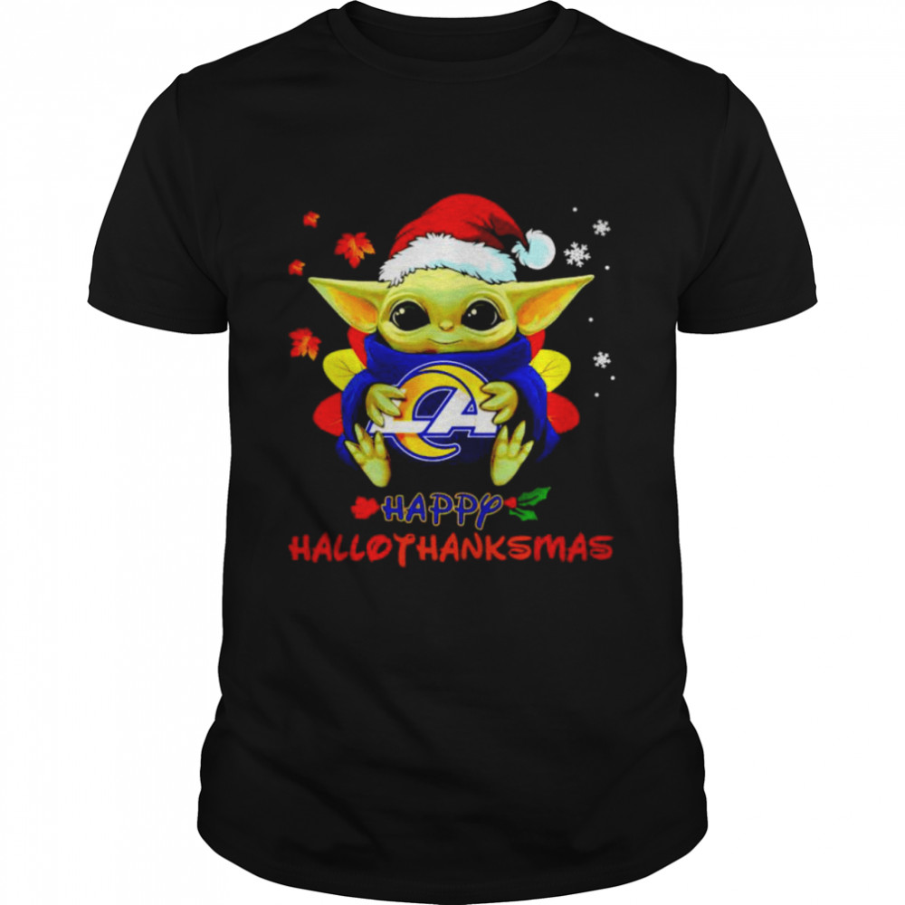 Baby Yoda Rams happy Hallothanksmas shirt