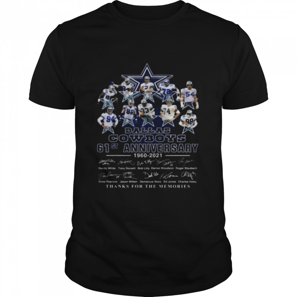 Dallas Cowboys 61st anniversary 1960 2021 thanks for the memories signatures shirt Classic Men's T-shirt