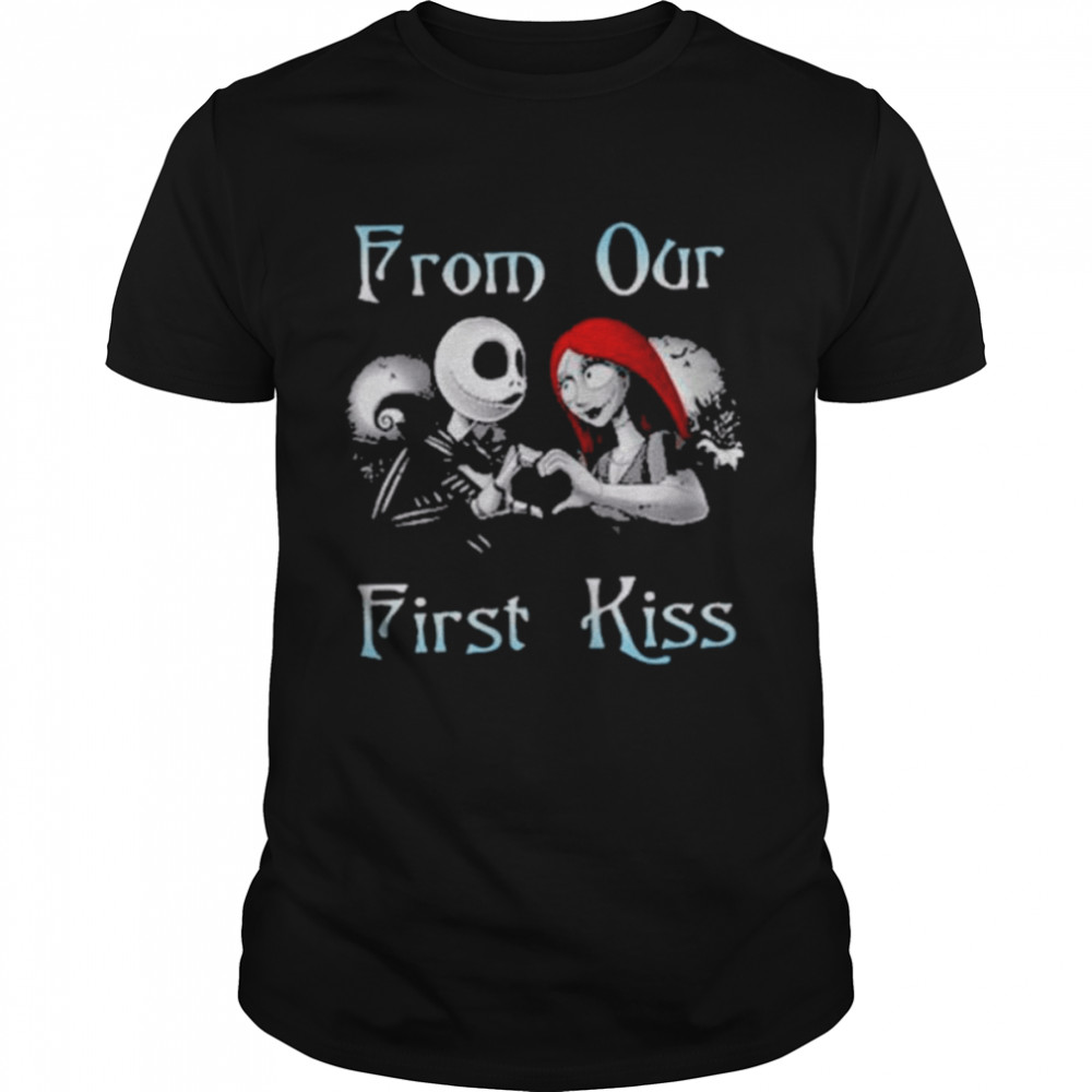 Jack Skellington and Sally from our first kiss shirt