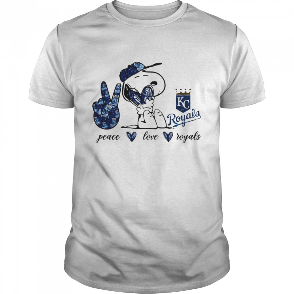 Snoopy peace love Kansas City Royals shirt