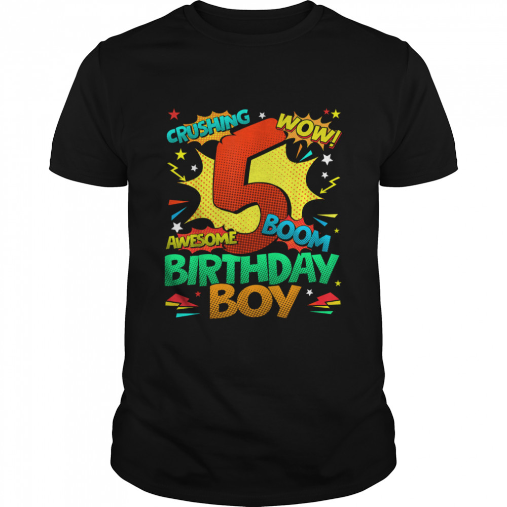 5th Birthday Kids Comic Style Kids Boys 5th Birthday shirt