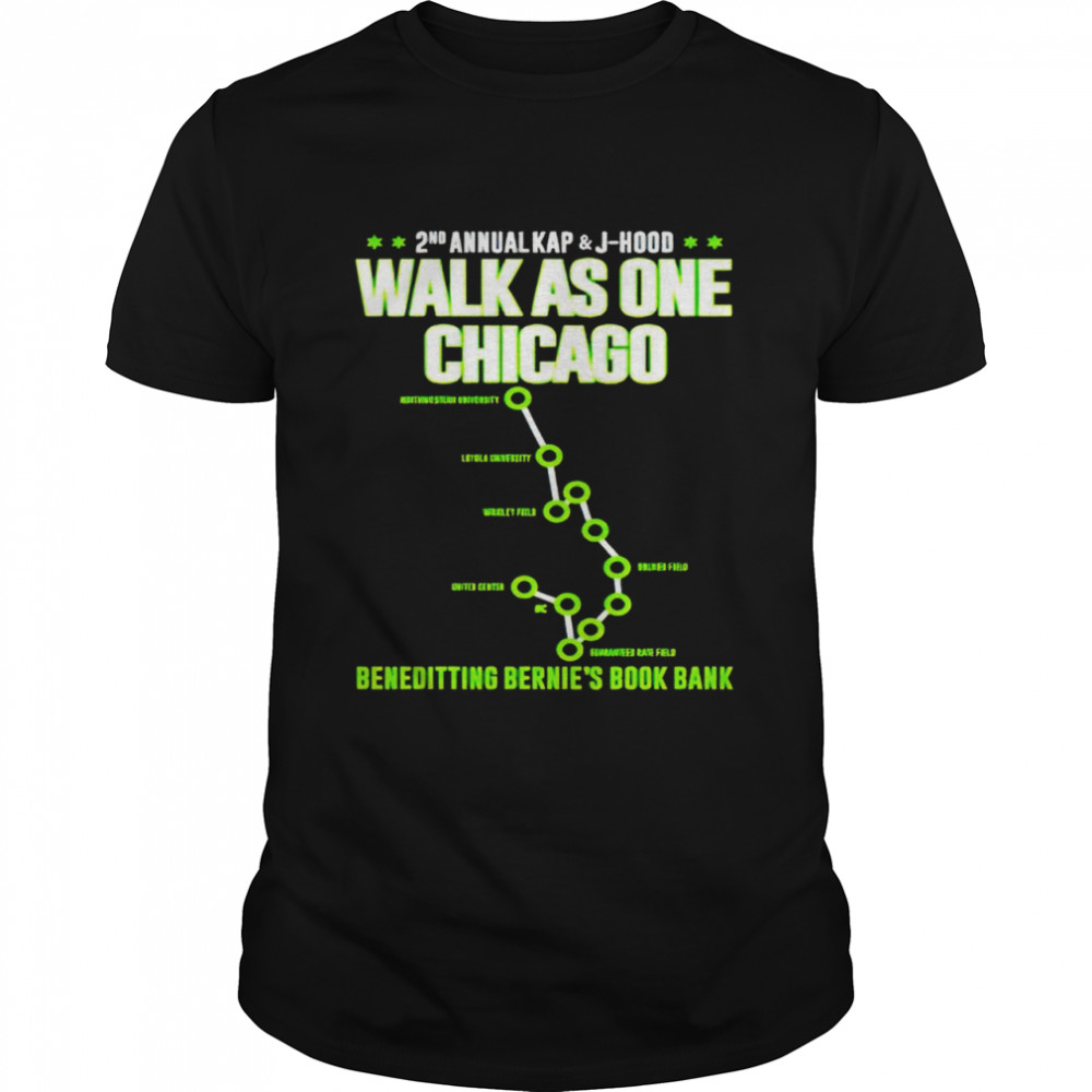 2nd annual Kap and J-Hood walk as one Chicago Beneditting Bernie’s book bank shirt