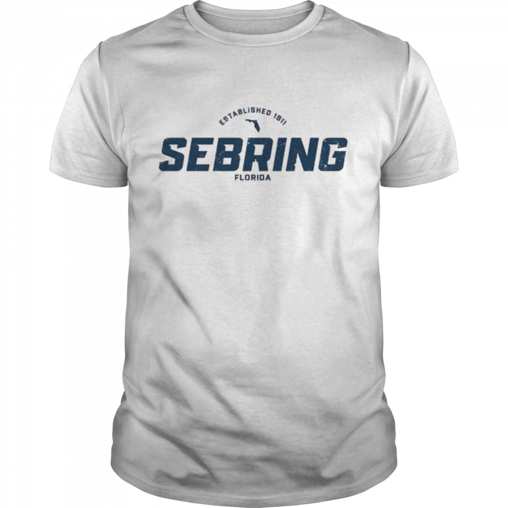 Sebring Florida FL Vintage Athletic Navy Sports Logo Shirt