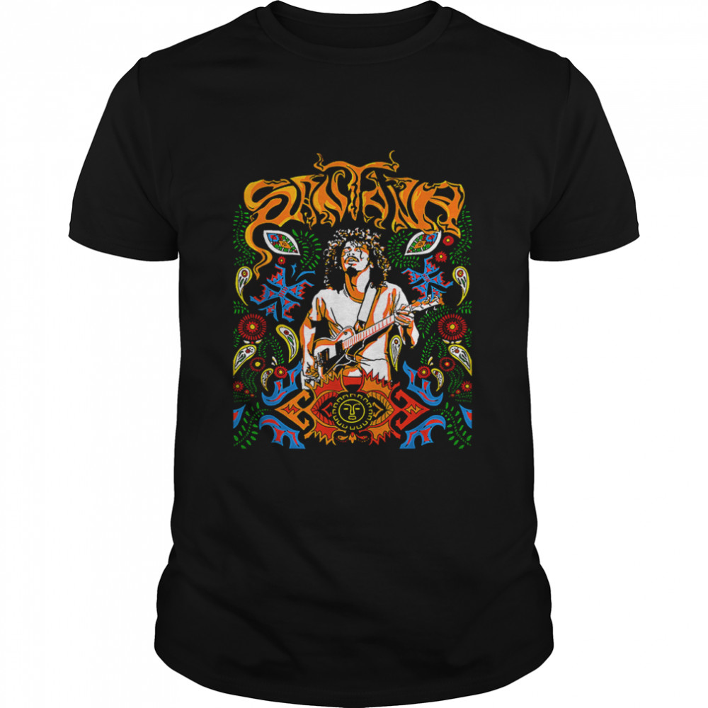 Vintage Carlo.s Singer Santa.na Guitar Music Gift For Fans T-Shirt