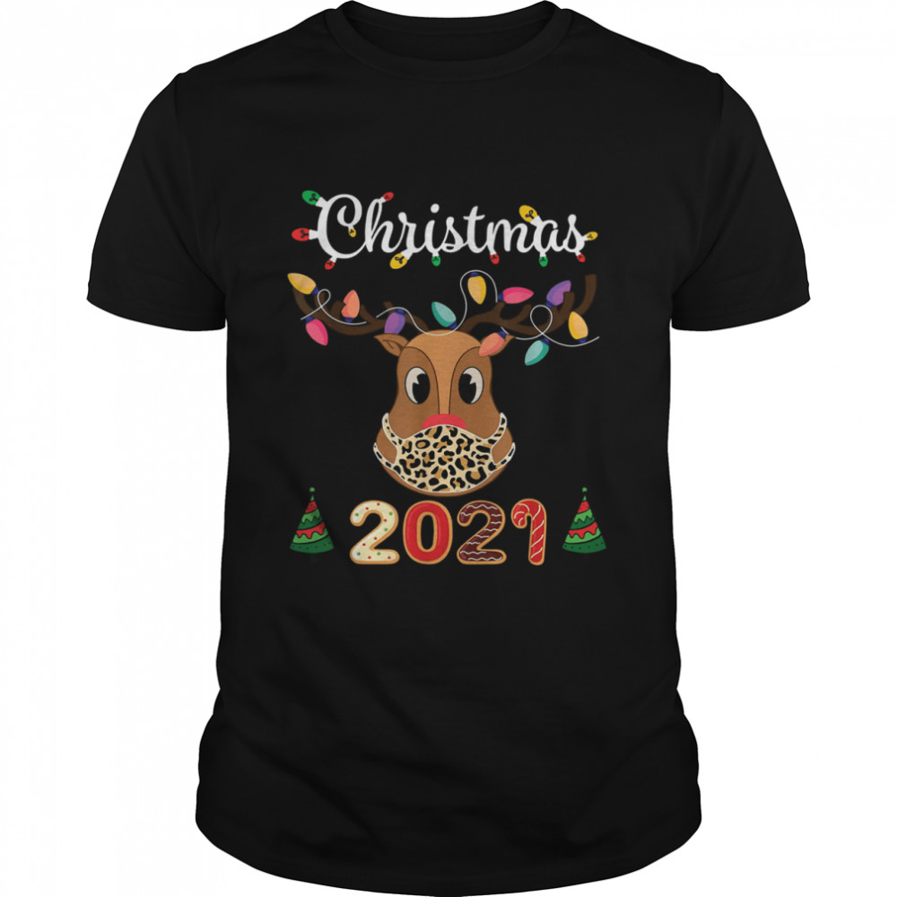 Leopard Rudolph Reindeer Mask Christmas 2021 Shirt