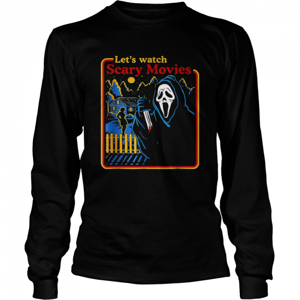 Lets Watch Scary Movies Scream Horror 2021 Halloween  Long Sleeved T-shirt