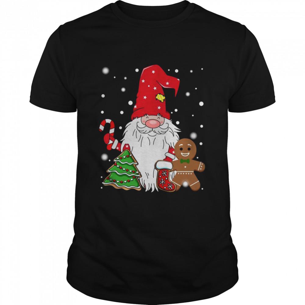 Gnome With Candy Cane & Gingerbread Merry Christmas Day  Classic Men's T-shirt