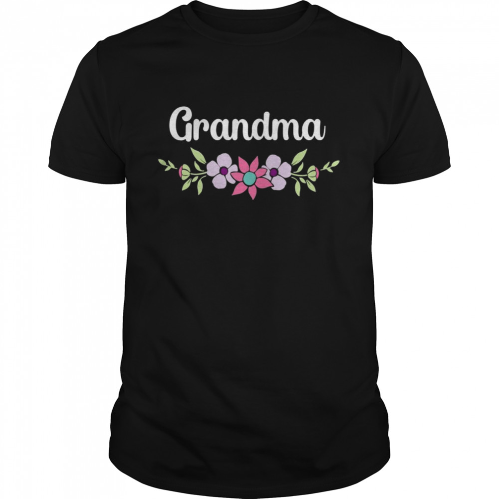 Personalized Grandma Name Floral Botanical Flowers Shirt