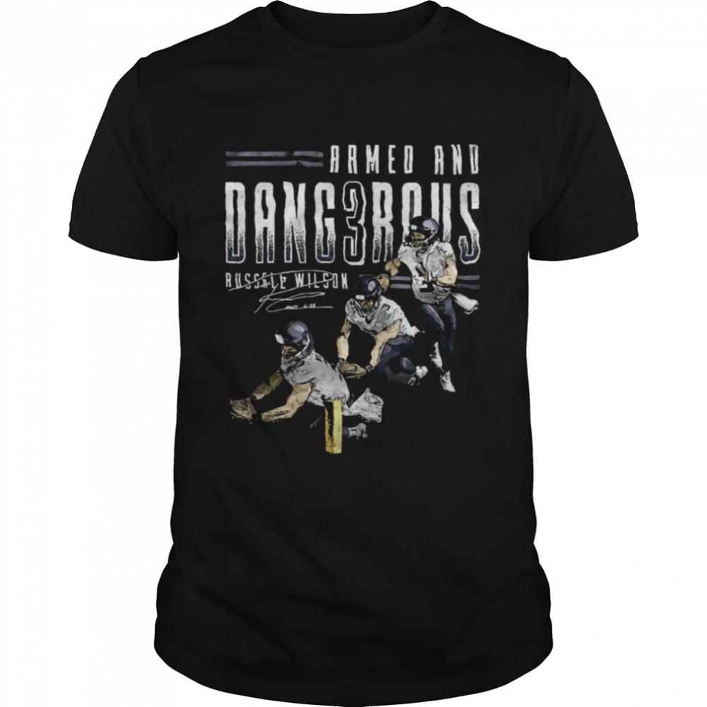 Russell Wilson Armed And Dangerous Seattle Football  Classic Men's T-shirt