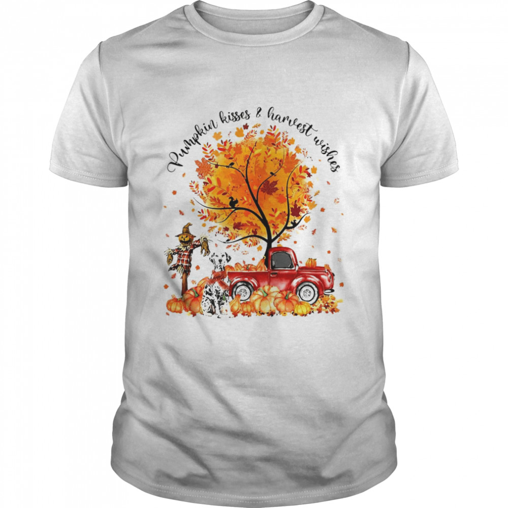 Dalmatian Dog Pumpkin Kisses And Harvest Wishes Halloween T-shirt