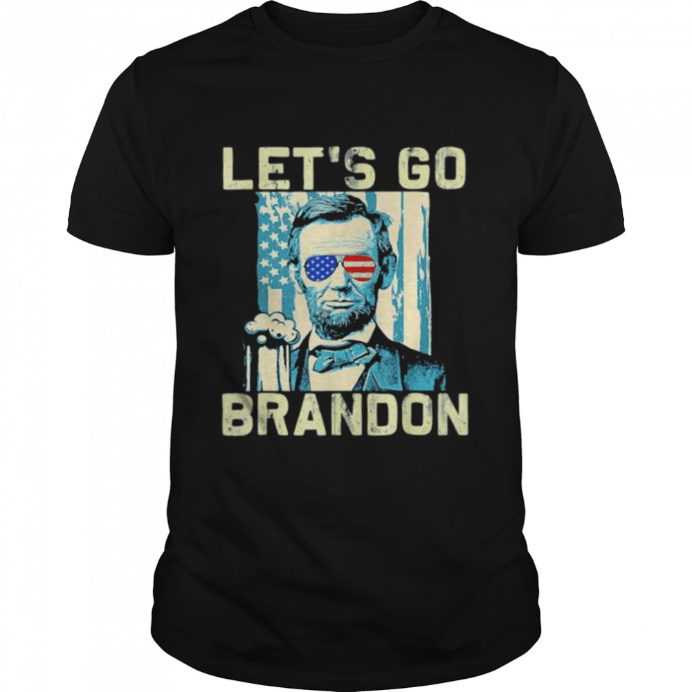 Lets Go Brandon Abraham Lincoln Us Flag shirt Classic Men's T-shirt