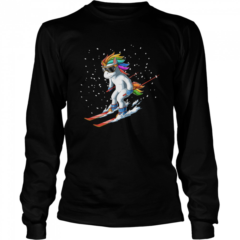 Best Unicorn on Ski T- Long Sleeved T-shirt