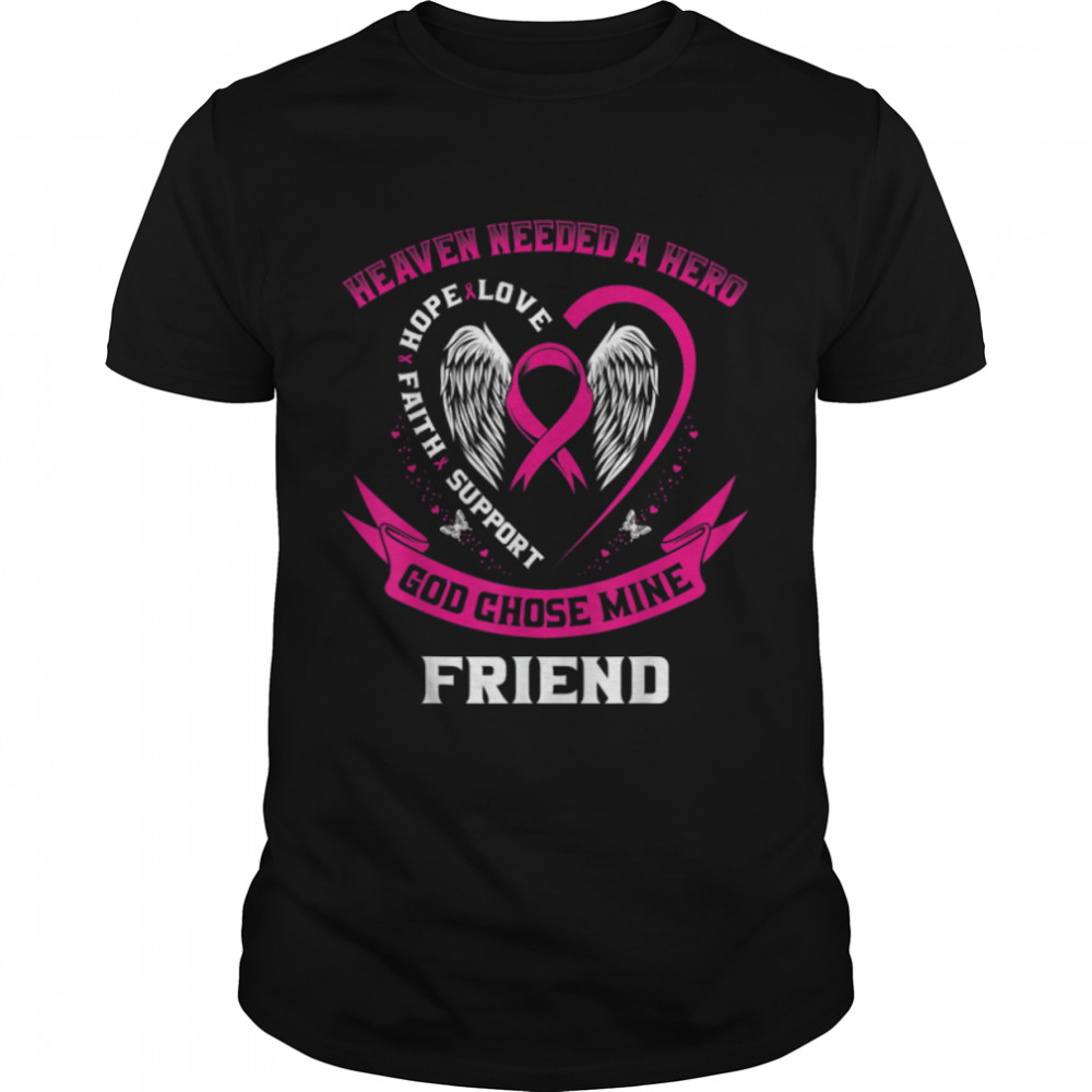Cute Pink Friend Breast Cancer Memorial Sayings Heart Wings T-Shirt B09JPCSPBH