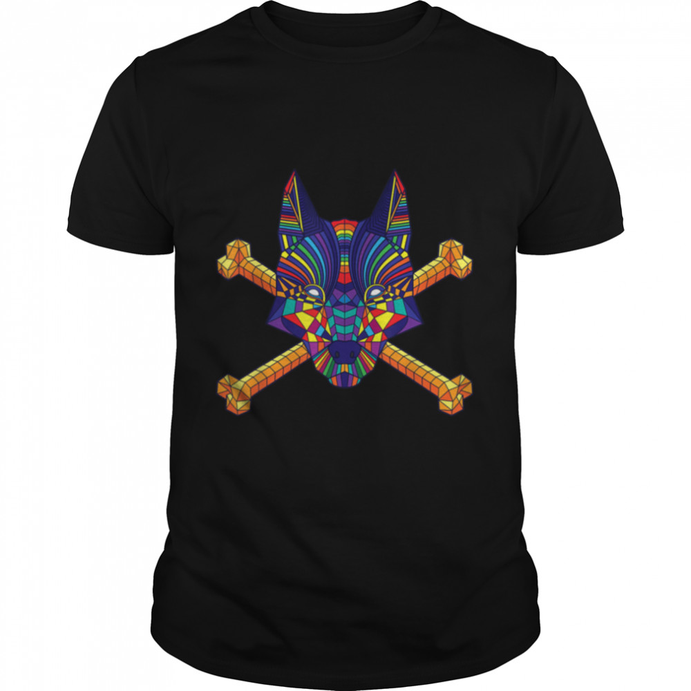 Geometric Dog Colorful Stained Glass Pop Art Style T- B09JPGNS2L Classic Men's T-shirt
