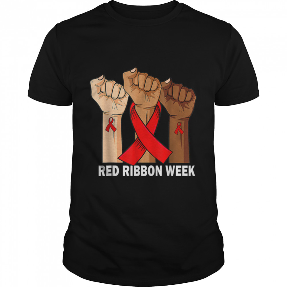 Hand In October We Wear Red Ribbon Week Awareness 2021 T- B09JYPGGCG Classic Men's T-shirt