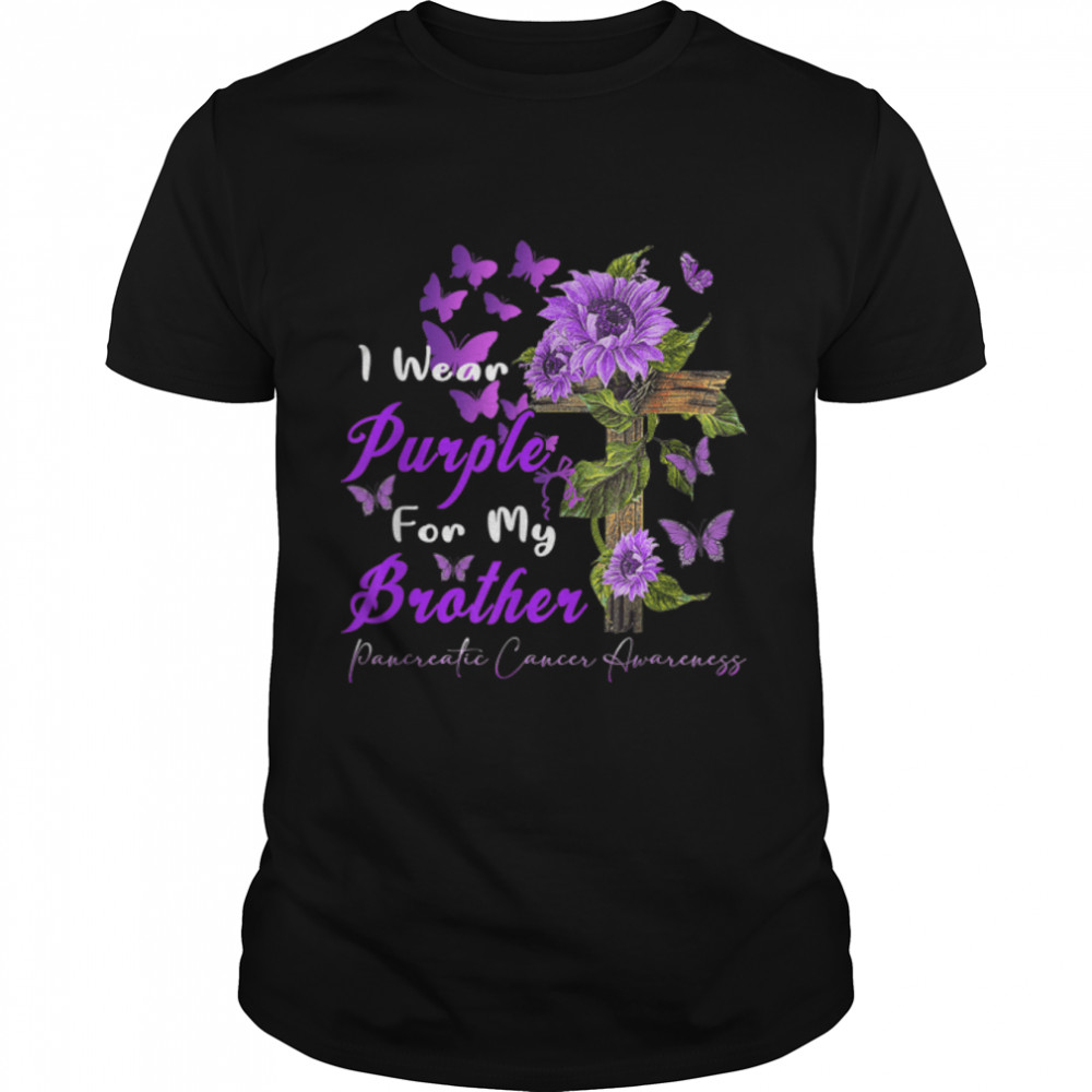I wear Purple for my Brother Pancreatic Cancer Awareness T-Shirt B09JVVTG6C