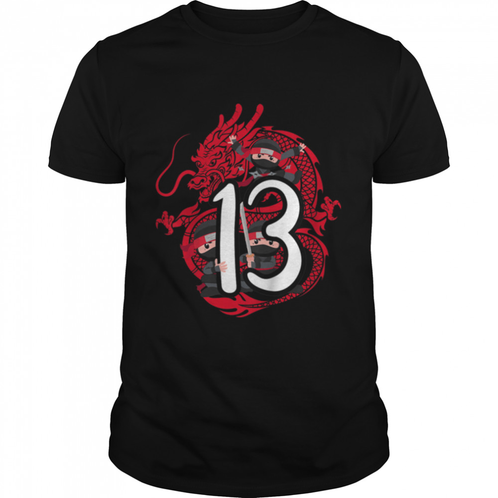 Kids 13th Birthday Boy 13 Years Ninja Dragon Costume T- B09JTQRYQX Classic Men's T-shirt