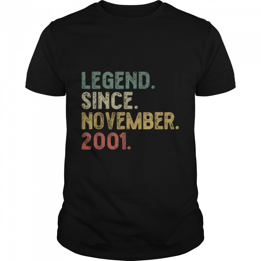 Legend November 2001 20th Birthday Retro Mens 20 Years Old T-Shirt B09JW24LKT