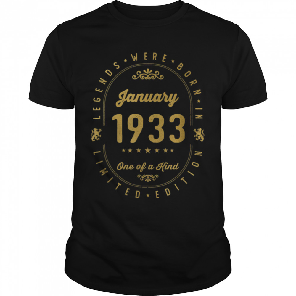 Legends Born In January 1933 89th Birthday 89 Years Old T- B09K1YFVCH Classic Men's T-shirt
