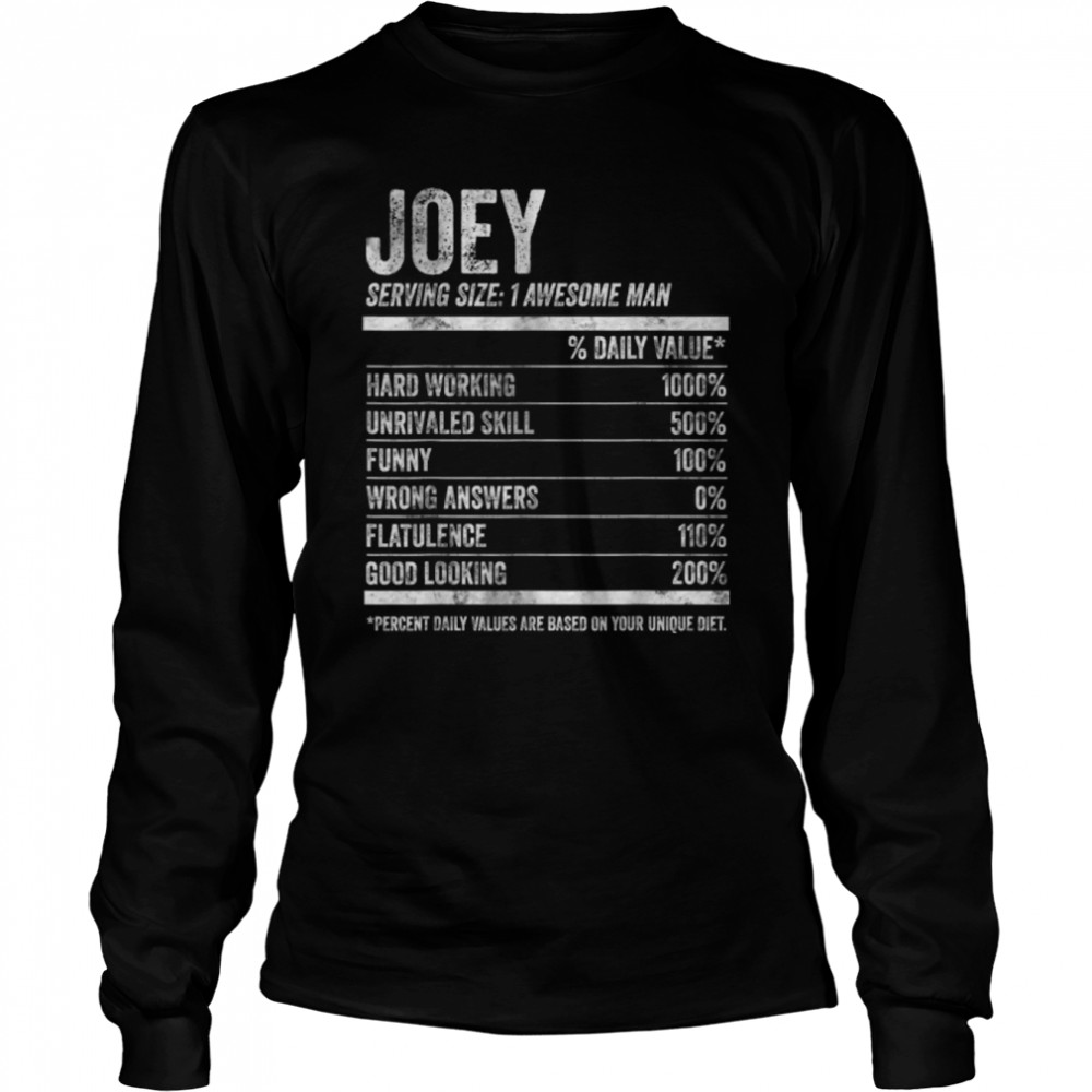 Mens Joey Nutrition Personalized Name  Funny Name Facts T- B09K2JTJ6G Long Sleeved T-shirt