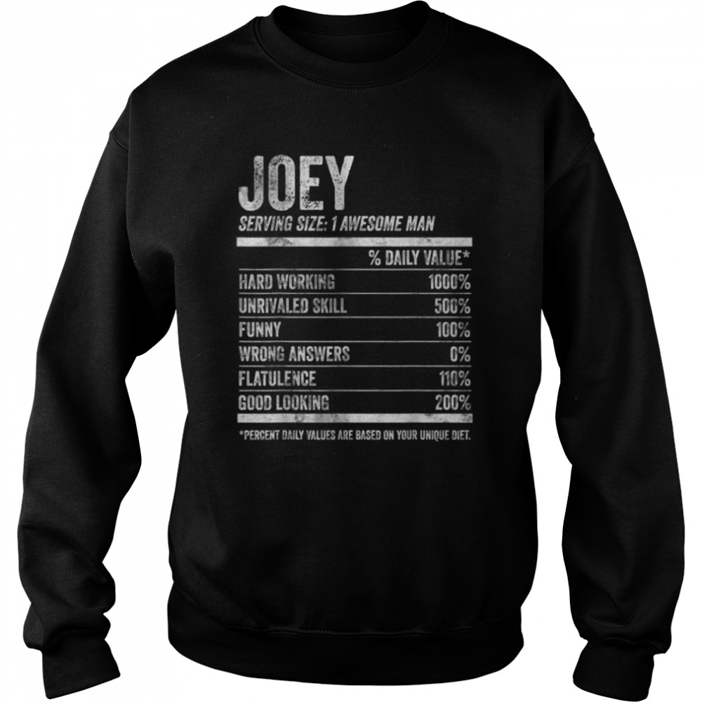 Mens Joey Nutrition Personalized Name  Funny Name Facts T- B09K2JTJ6G Unisex Sweatshirt