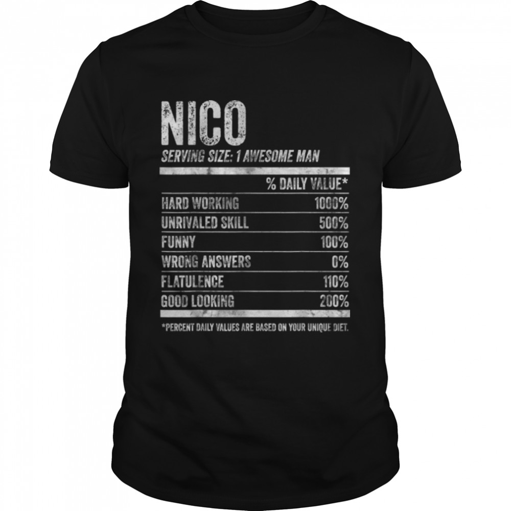 Mens Nico Nutrition Personalized Name  Funny Name Facts T- B09K2862TN Classic Men's T-shirt