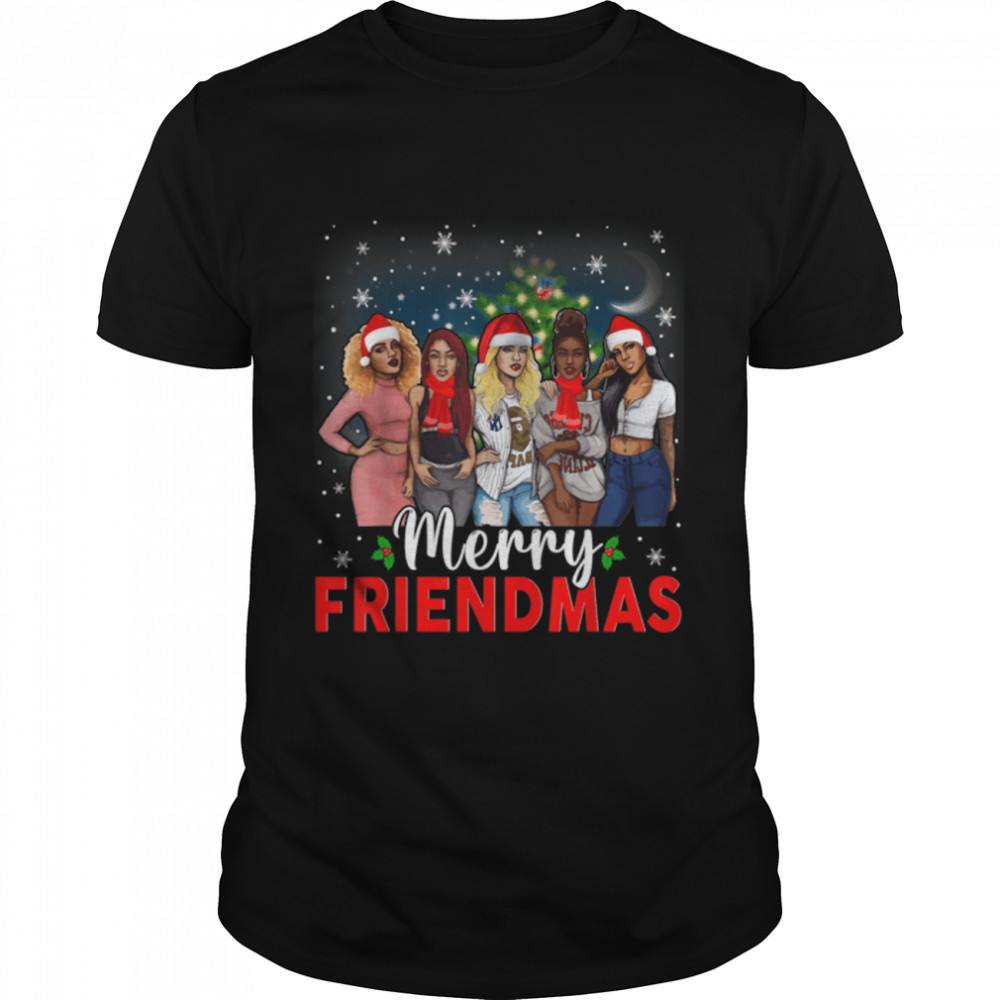 Merry Friendsmas Xmas Black Afro African Proud Santa Women T- B09JZPQ5M9 Classic Men's T-shirt