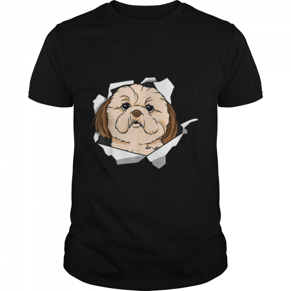 Shih Tzu Dog Breakthrough Cute Dog Animal Lover T-Shirt B09K2JMK1G