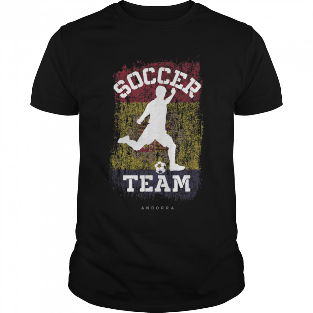 Soccer Andorra Flag Football Team Soccer Player T- B09K1T9FVQ Classic Men's T-shirt
