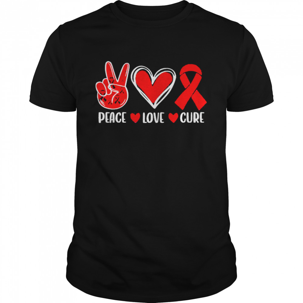 We wear red for red ribbon week peace love cure shirt