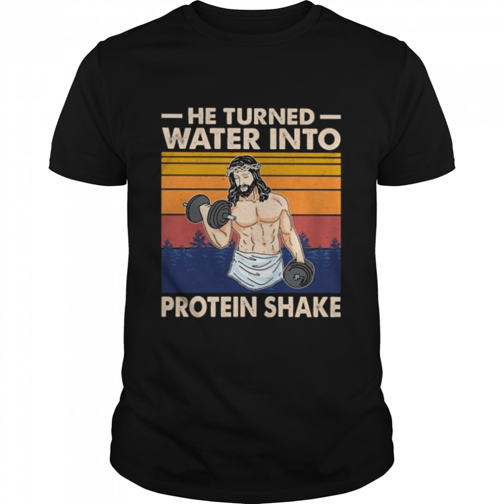 jesus Weight Lifting he turned water into protein shake vintage shirt Classic Men's T-shirt