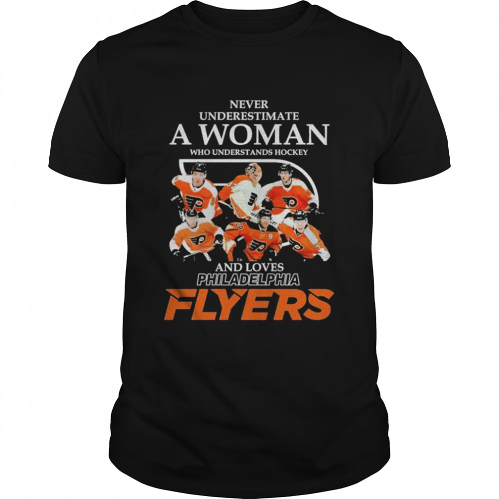 Never underestimate an old woman who understands hockey and loves Philadelphia Flyers shirt Classic Men's T-shirt