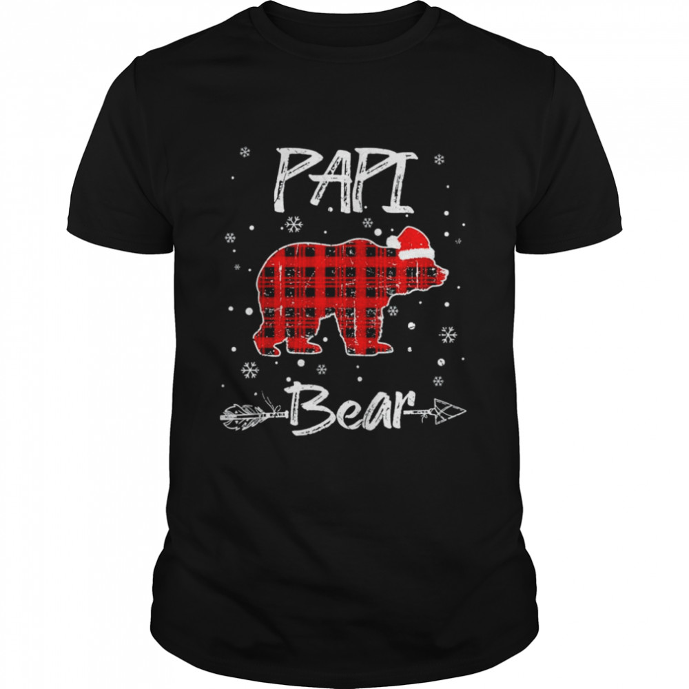 Red Plaid Papi Bear Buffalo Matching Family Pajama Christmas  Classic Men's T-shirt