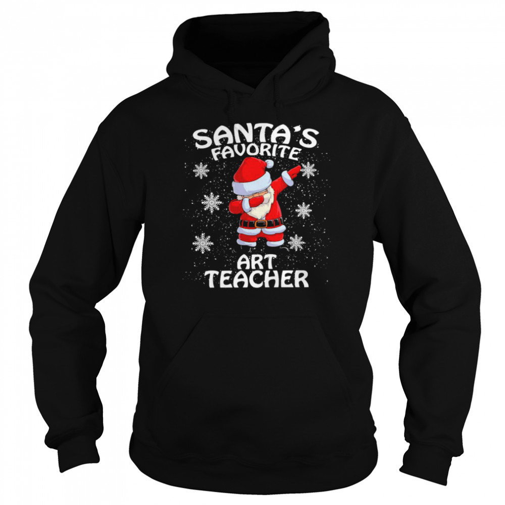 Santa’s Favorite Art Teacher Christmas Sweater T-shirt Unisex Hoodie