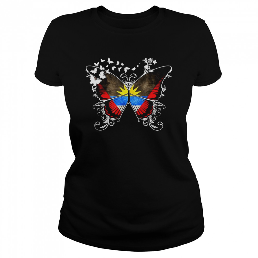 Antigua Flag Antigua Antigua And Barbuda Butterfly T-shirt Classic Women's T-shirt