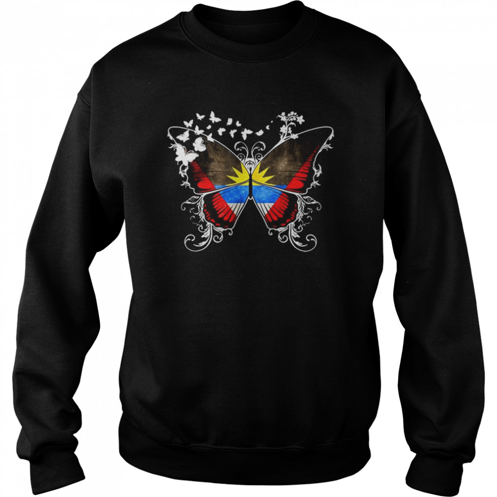 Antigua Flag Antigua Antigua And Barbuda Butterfly T-shirt Unisex Sweatshirt
