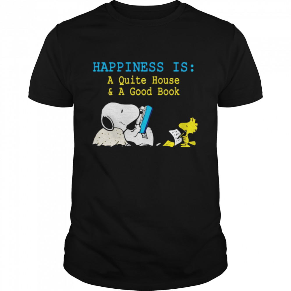 Snoopy and Woodstock happiness is a quiet house and a good book shirt