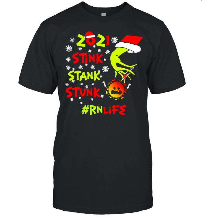 Santa Grinch Hand 2021 Stink Stank Stunk RN Life Coronavirus Christmas Sweater T-shirt