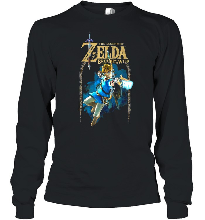 Zelda Breath Of The Wild Link Arch Shot Logo  Long Sleeved T-shirt