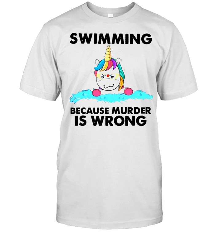 Unicorn swimming because murder is wrong shirt Classic Men's T-shirt
