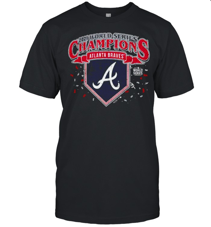 atlanta Braves Majestic Threads Black 2021 World Series Champions Confetti Softhand T- Classic Men's T-shirt