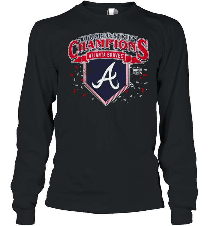 atlanta Braves Majestic Threads Black 2021 World Series Champions Confetti Softhand T- Long Sleeved T-shirt